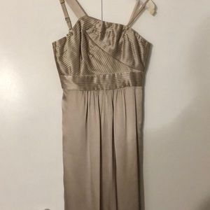 BCBG MaxAzria silk long one shoulder goddess dress